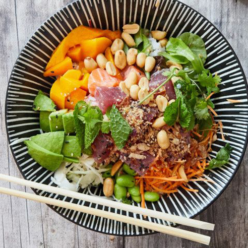 Poké Bowl Riz-Saumon et thon mariné