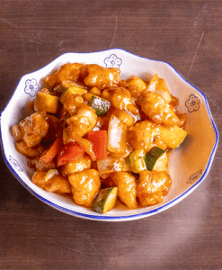 34. Beignets de poulet à la sauce aigre douce
